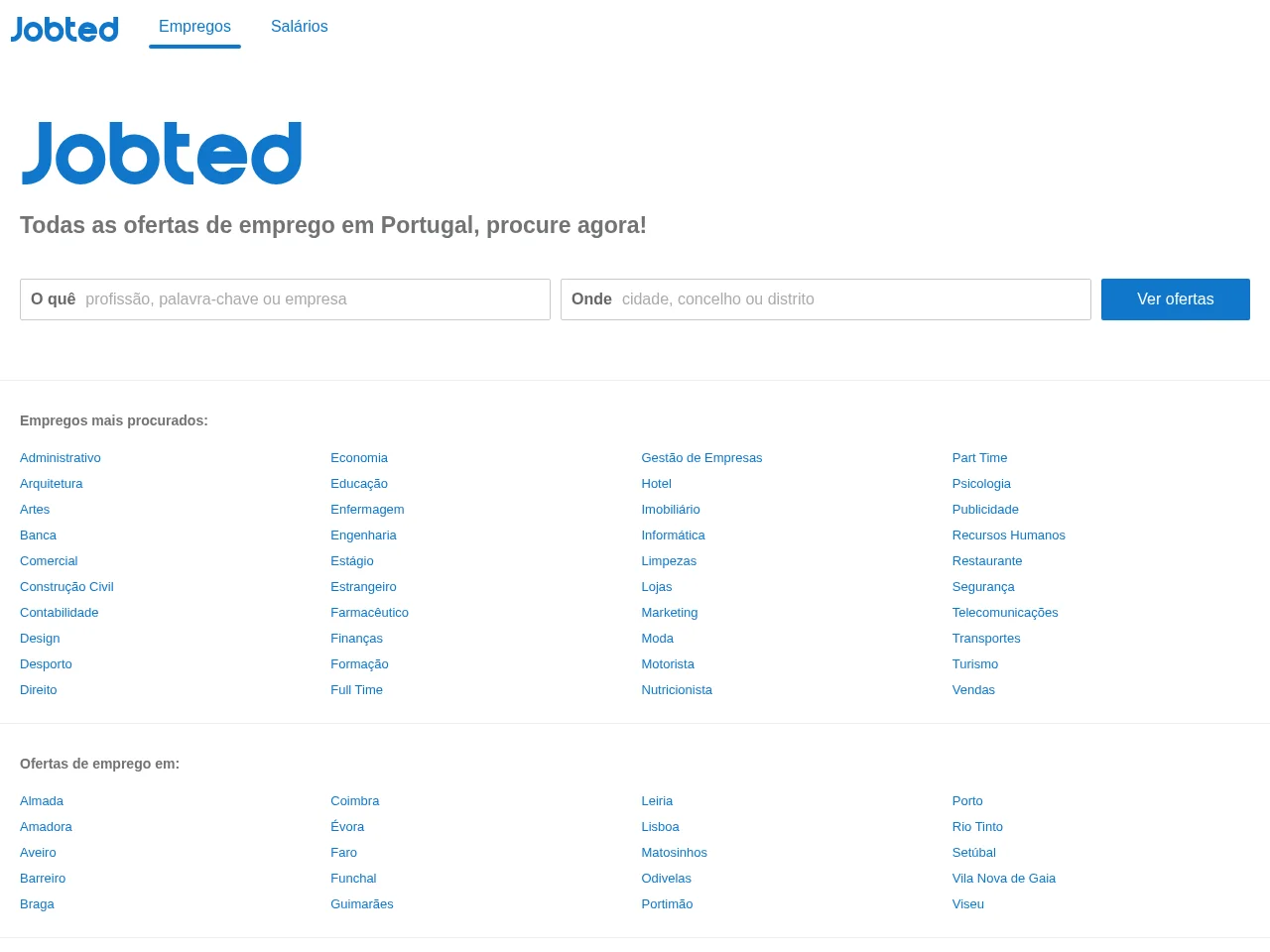 Jobted job board platform screenshot showing job search interface