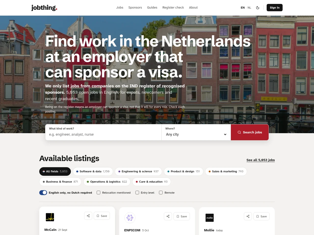 JobThing website screenshot