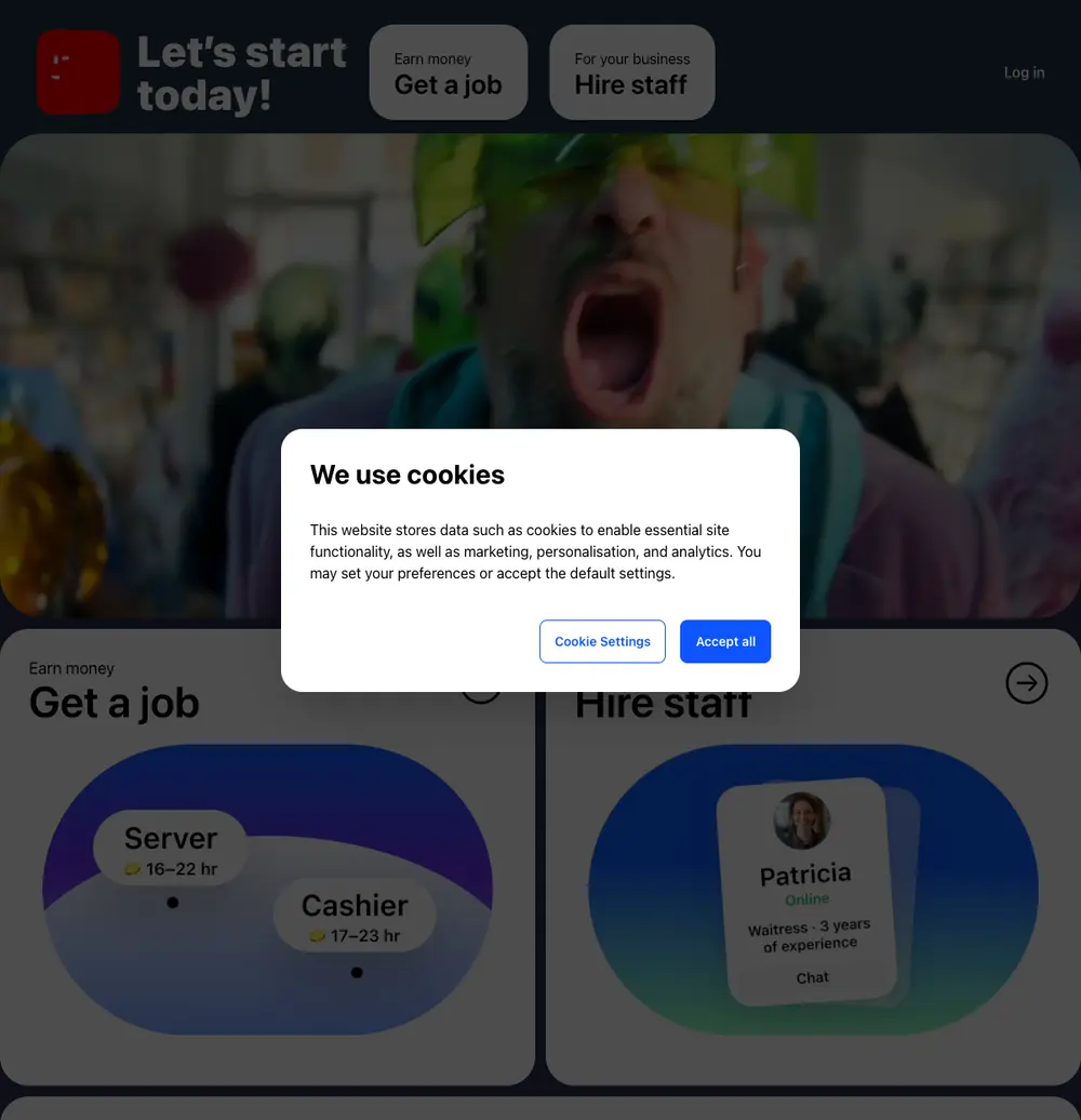 Job Today job board platform screenshot showing job search interface