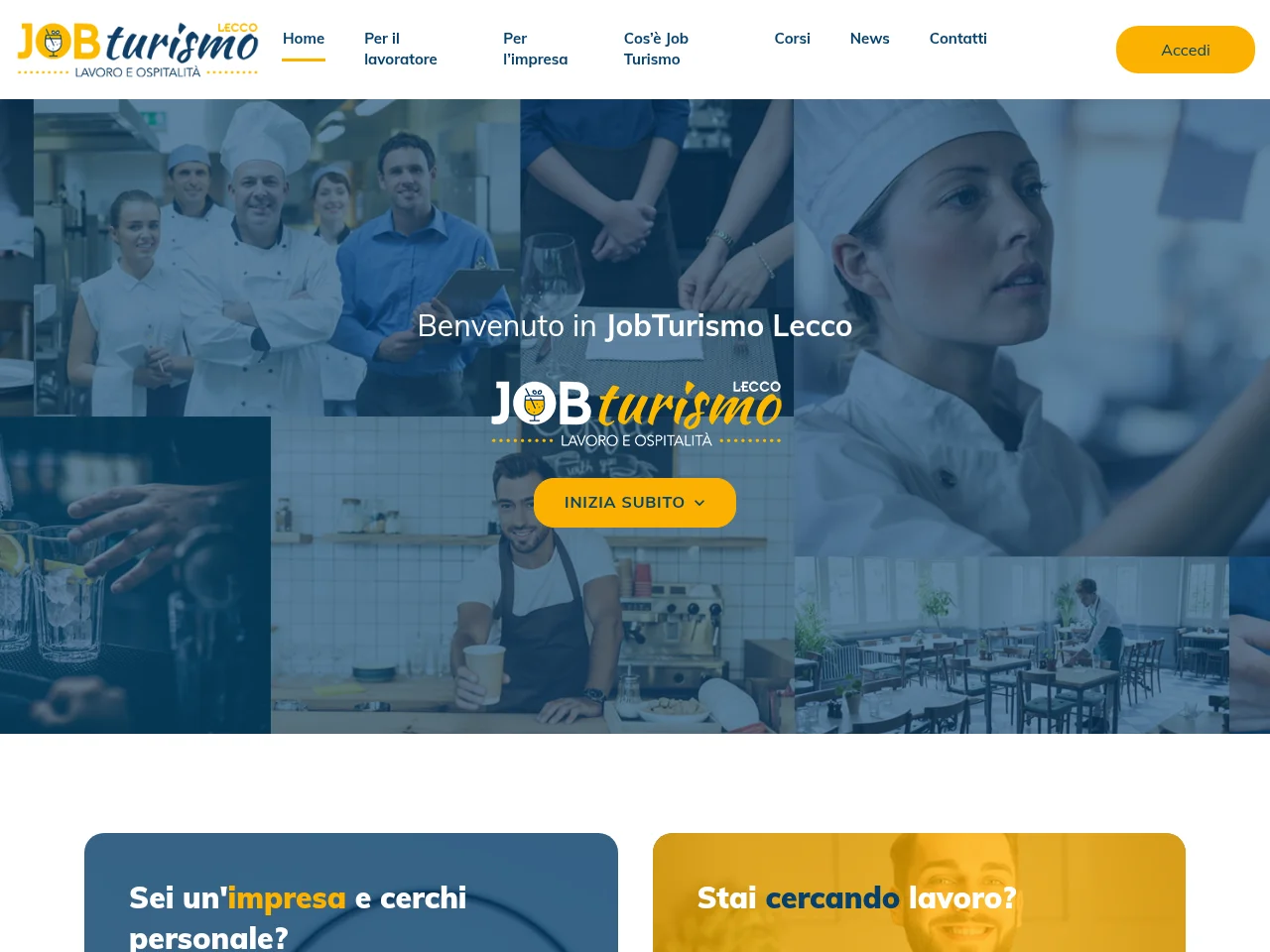 Job Turismo Lecco job board platform screenshot showing job search interface