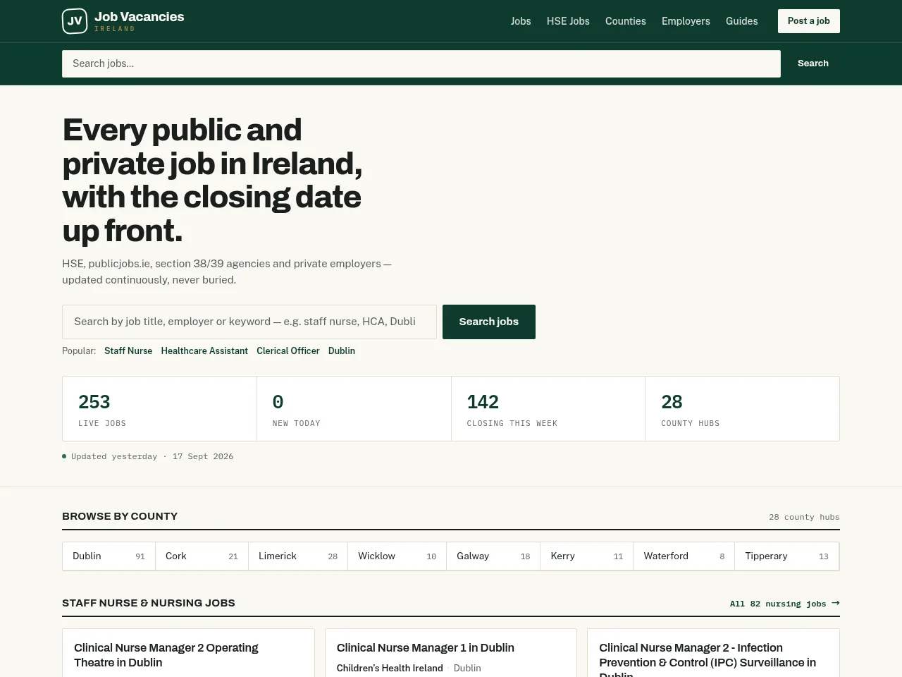 Job Vacancies Ireland screenshot Job Vacancies Ireland job board platform screenshot showing job search interface