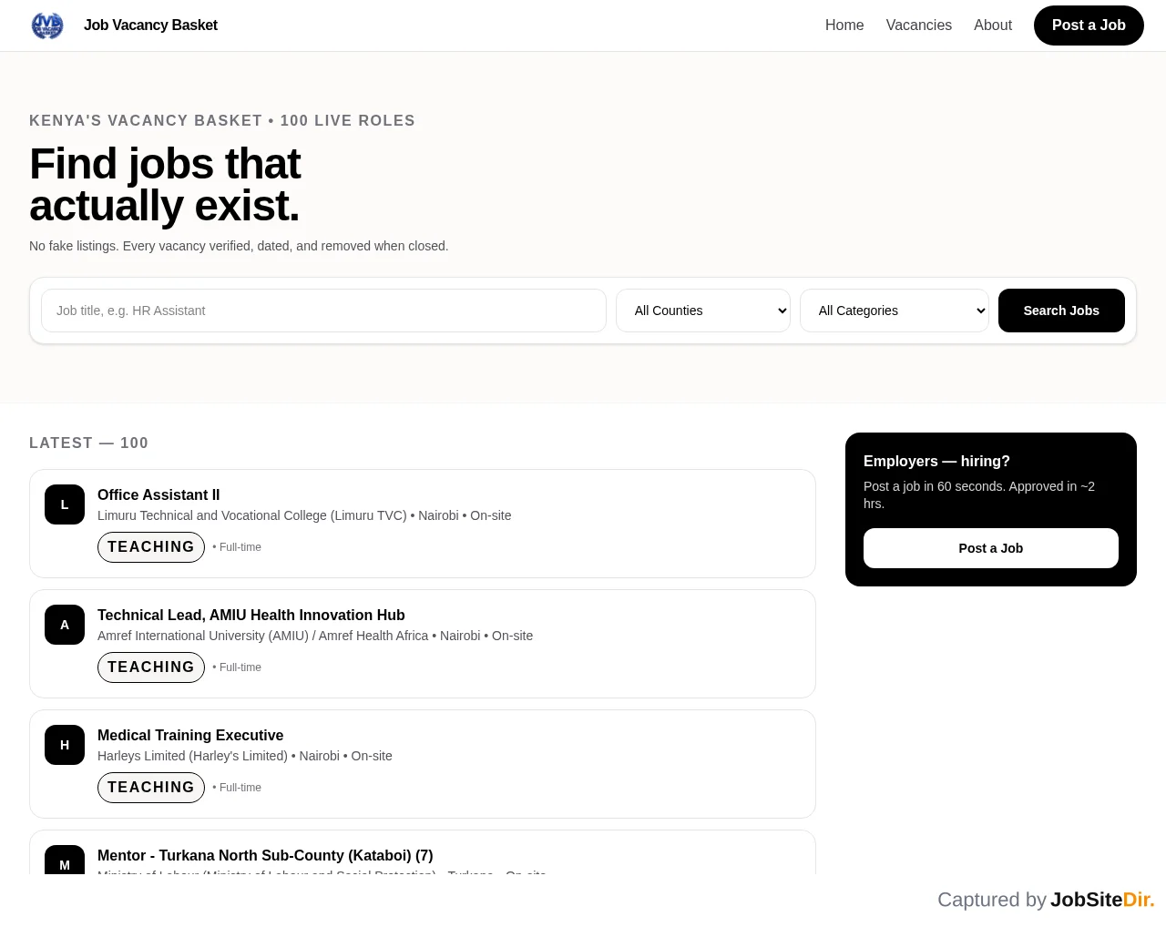 Job Vacancy Basket screenshot Job Vacancy Basket website screenshot