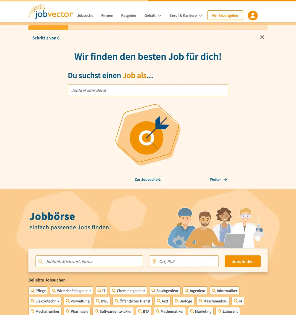 jobvector job board platform screenshot showing job search interface