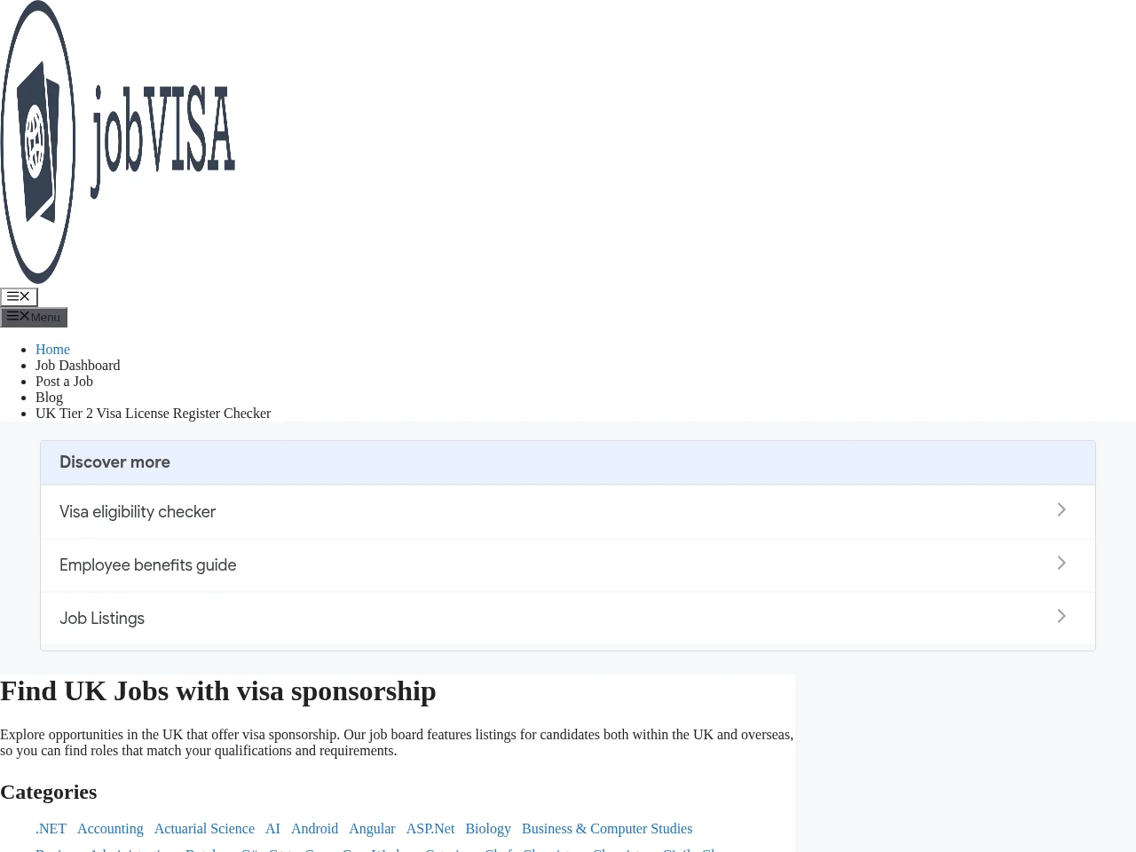 jobVisa screenshot jobVisa job board platform screenshot showing job search interface