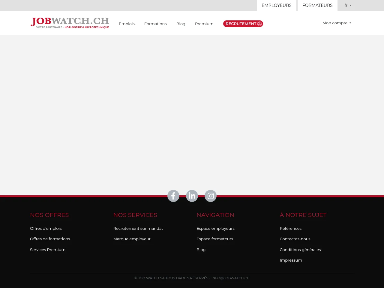 Job Watch job board platform screenshot showing job search interface