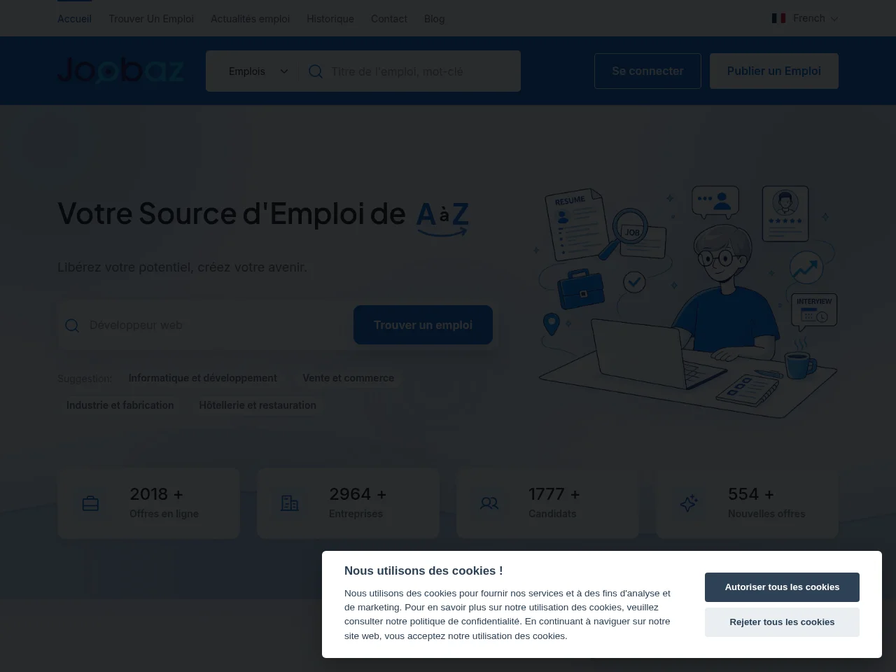 Joobaz screenshot Joobaz job board platform screenshot showing job search interface