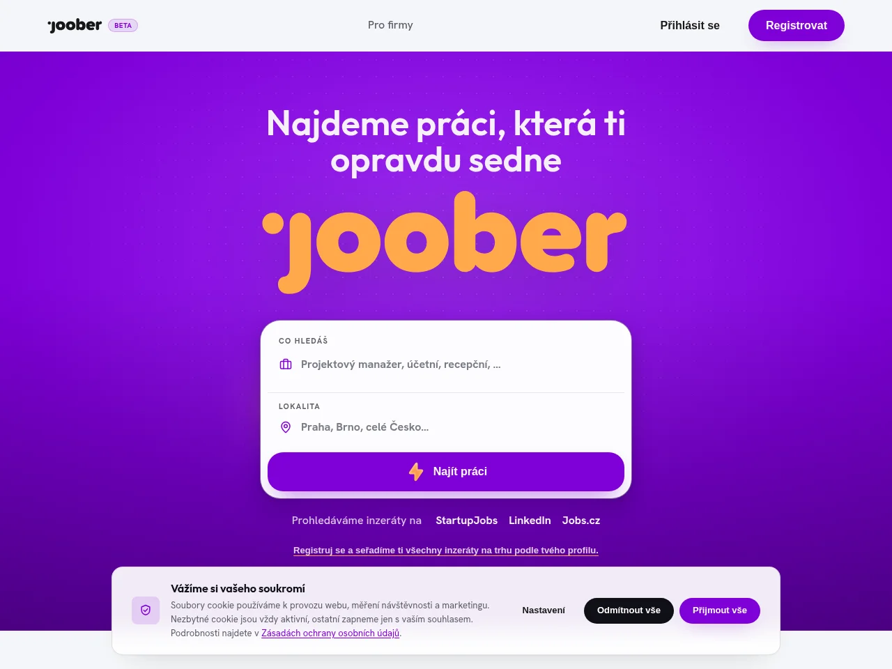joober job board platform screenshot showing job search interface