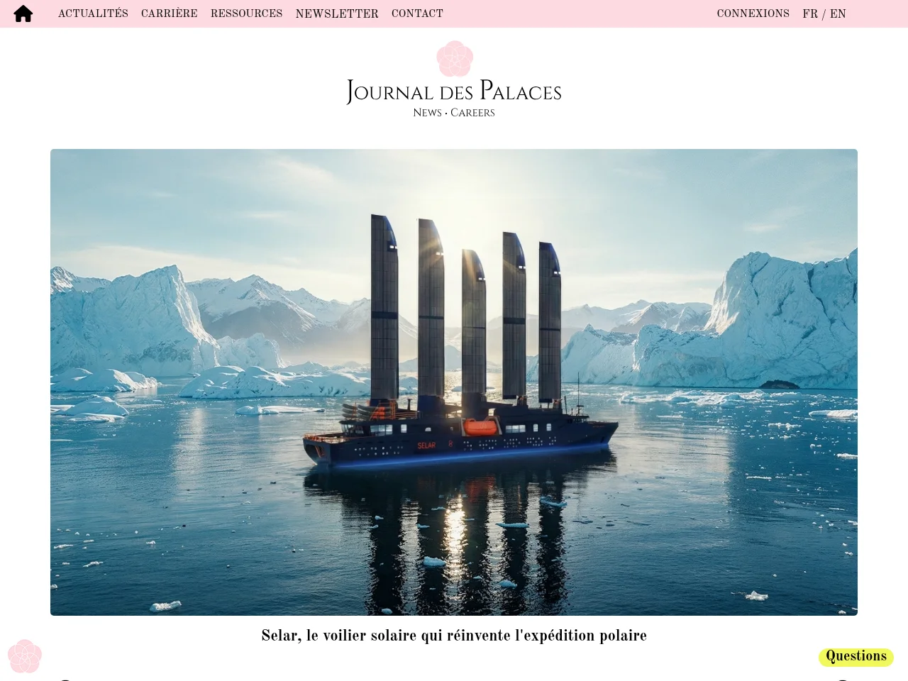 Journal des Palaces job board platform screenshot showing job search interface