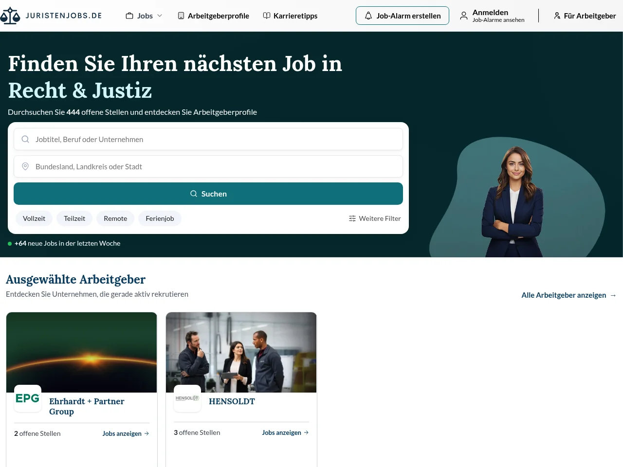 Juristenjobs screenshot Juristenjobs job board platform screenshot showing job search interface