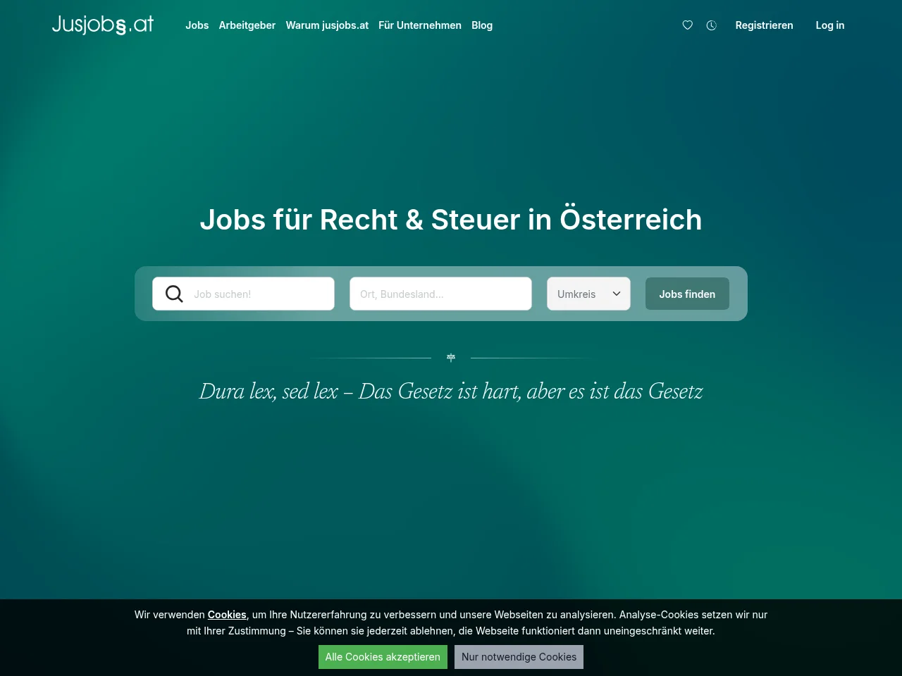 JusJobs job board platform screenshot showing job search interface