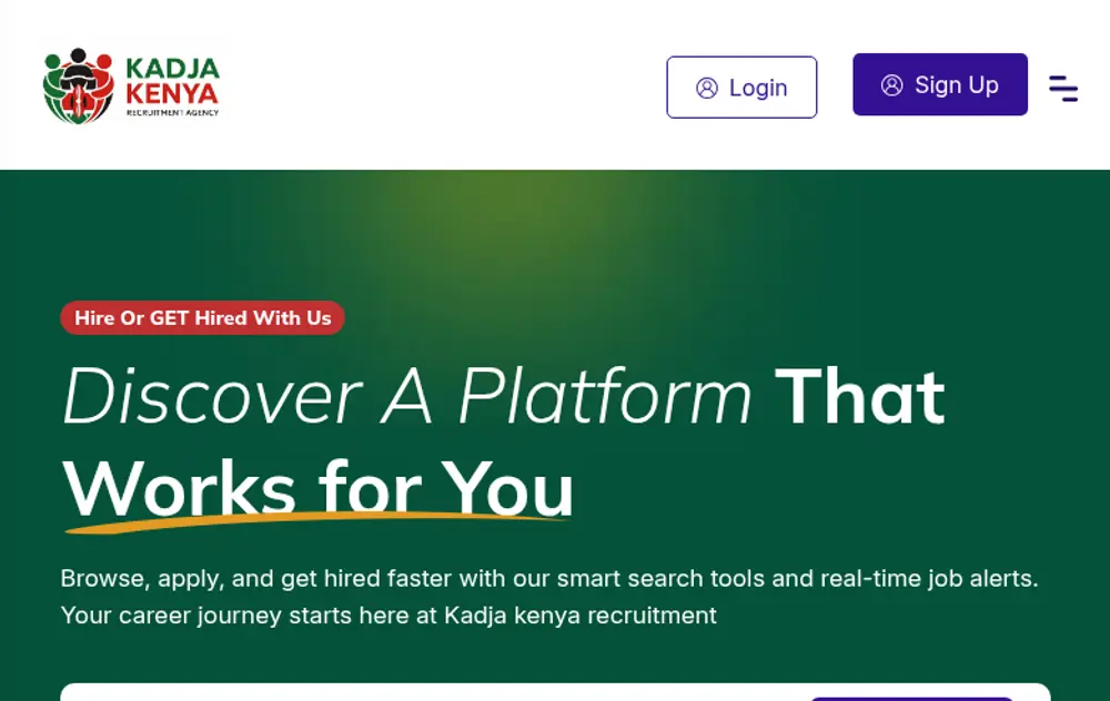 Kadja Kenya Recruitment Agencies screenshot Kadja Kenya Recruitment Agencies job board platform screenshot showing job search interface