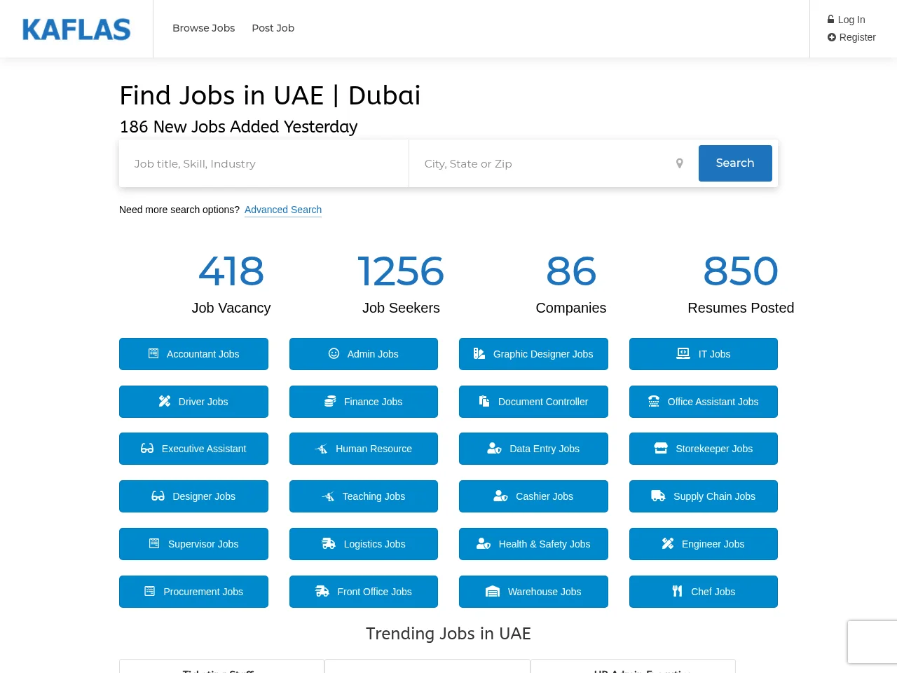 Kaflas screenshot Kaflas job board platform screenshot showing job search interface