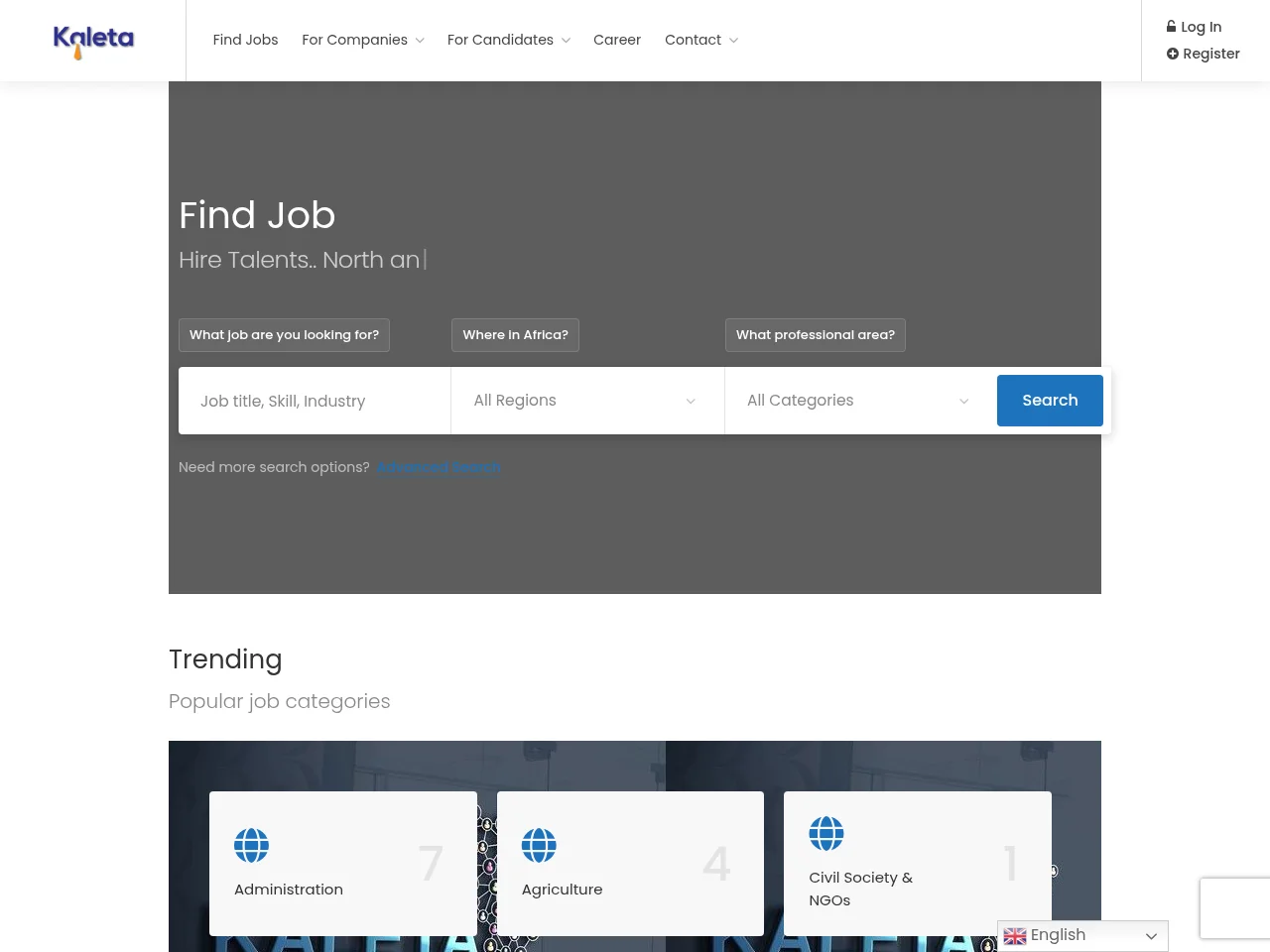 Kaleta screenshot Kaleta job board platform screenshot showing job search interface