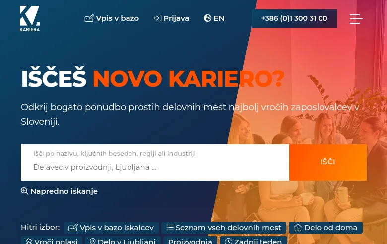 Kariera job board platform screenshot showing job search interface