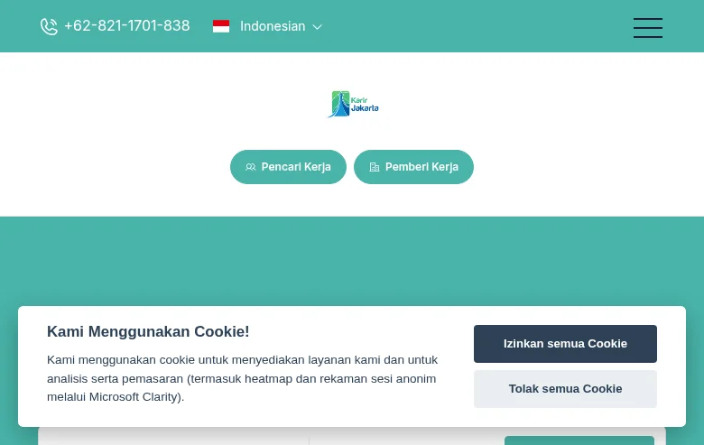 KarirJakarta job board platform screenshot showing job search interface