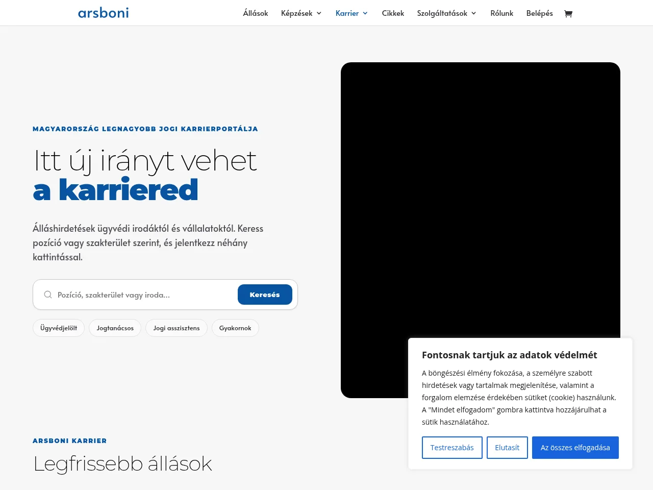 Arsboni Karrier job board platform screenshot showing job search interface