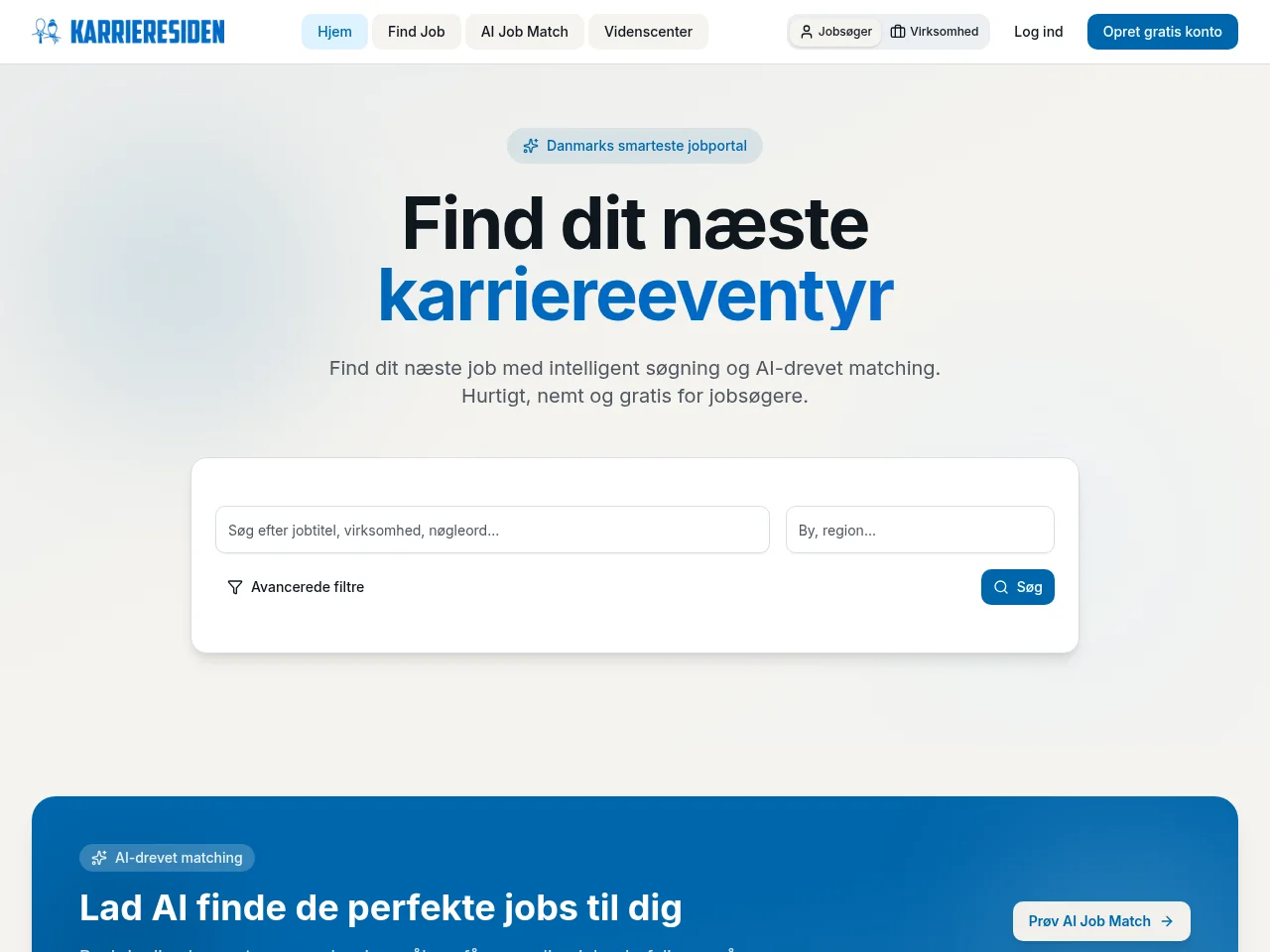 Karrieresiden screenshot Karrieresiden job board platform screenshot showing job search interface