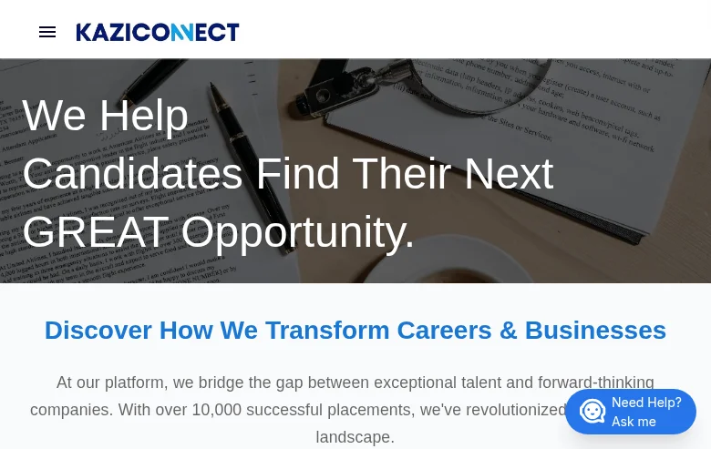 KaziConnect screenshot KaziConnect job board platform screenshot showing job search interface