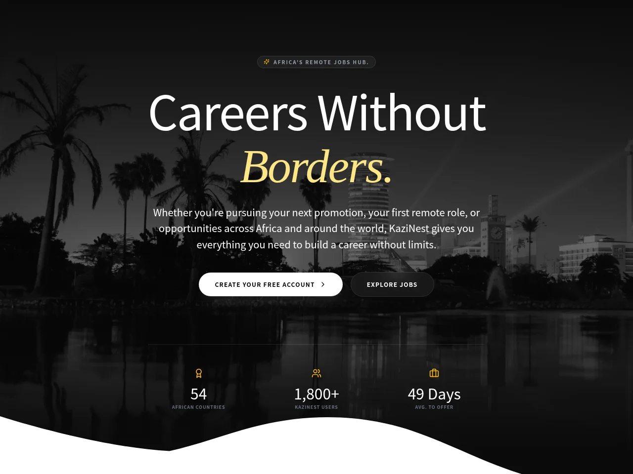 KaziNest job board platform screenshot showing job search interface