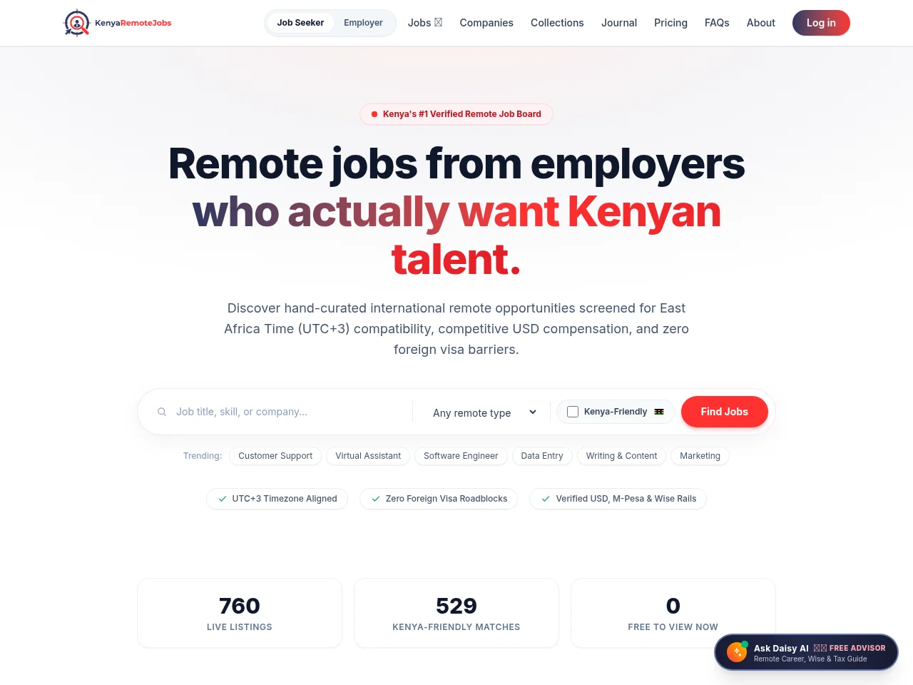 KenyaRemoteJobs screenshot KenyaRemoteJobs job board platform screenshot showing job search interface