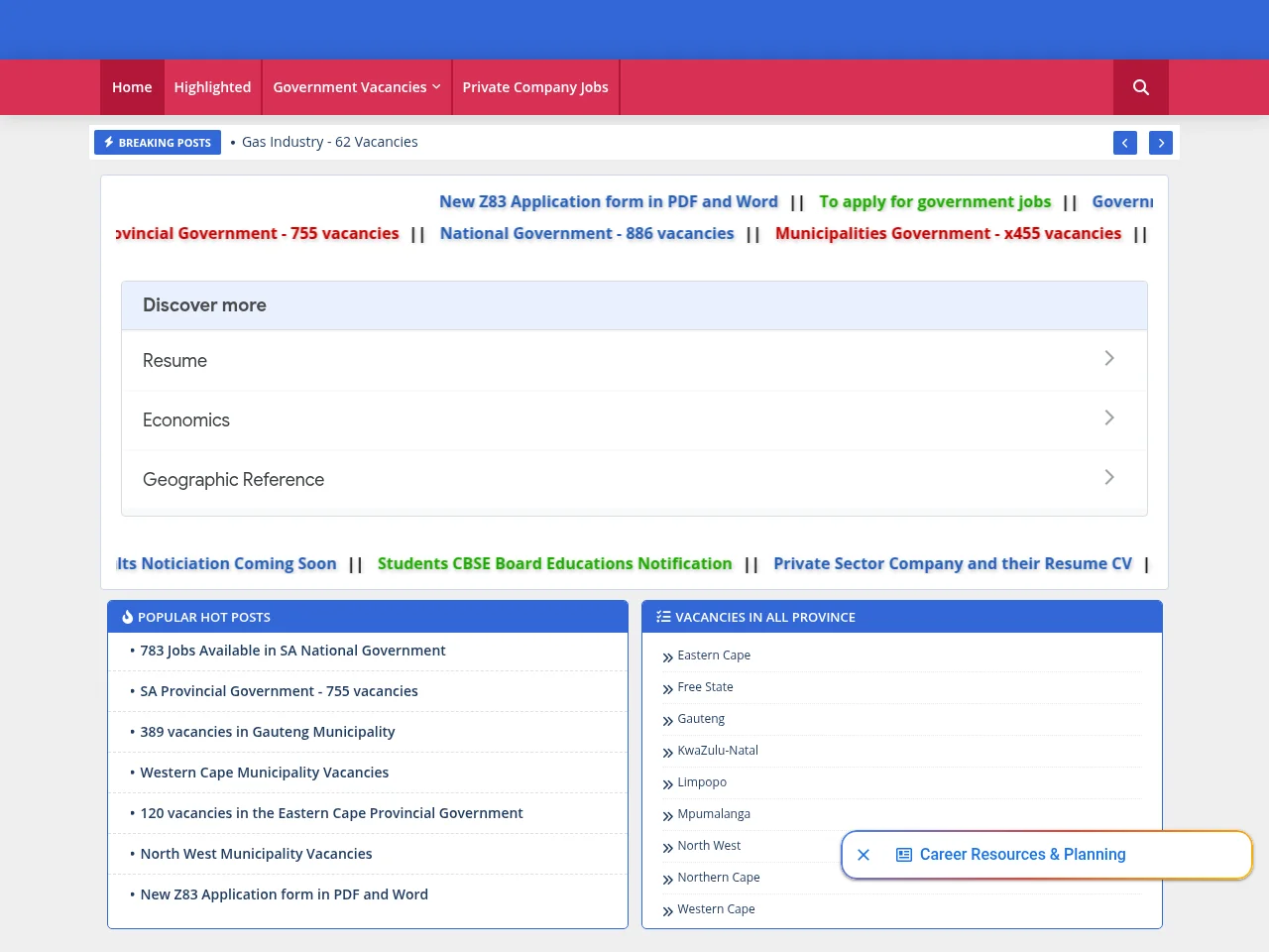 Khabza Career Portal job board platform screenshot showing job search interface
