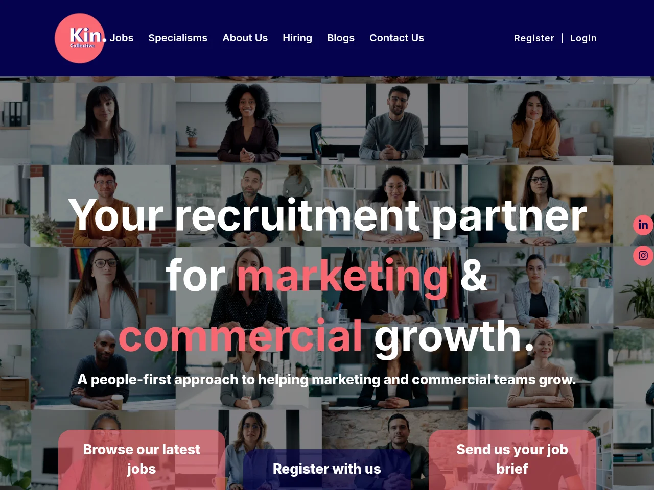 Kin Collective Recruitment website screenshot