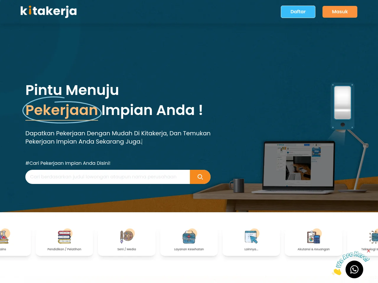 KitaKerja job board platform screenshot showing job search interface