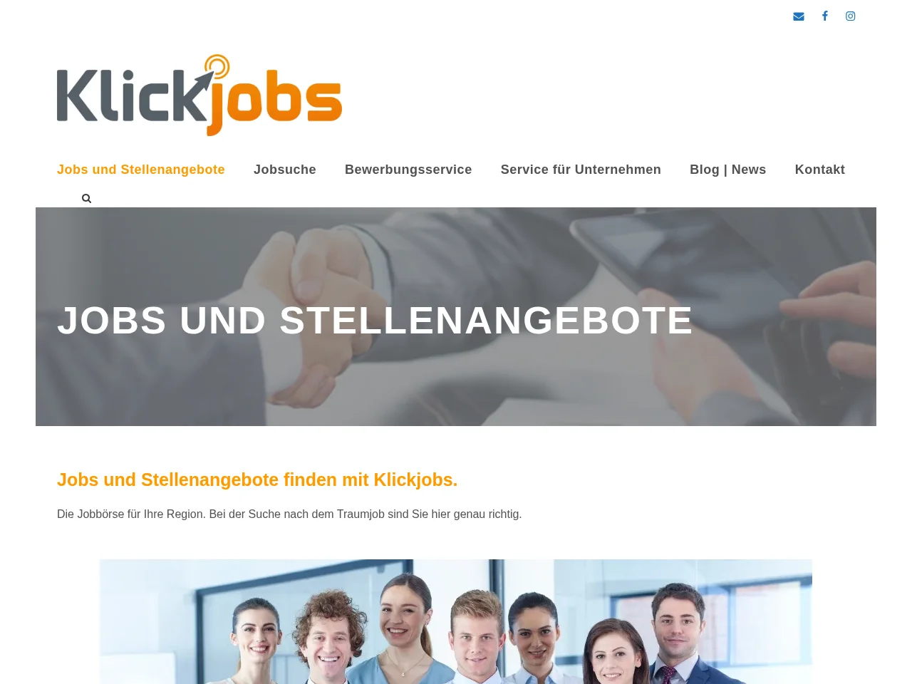 KlickJobs job board platform screenshot showing job search interface