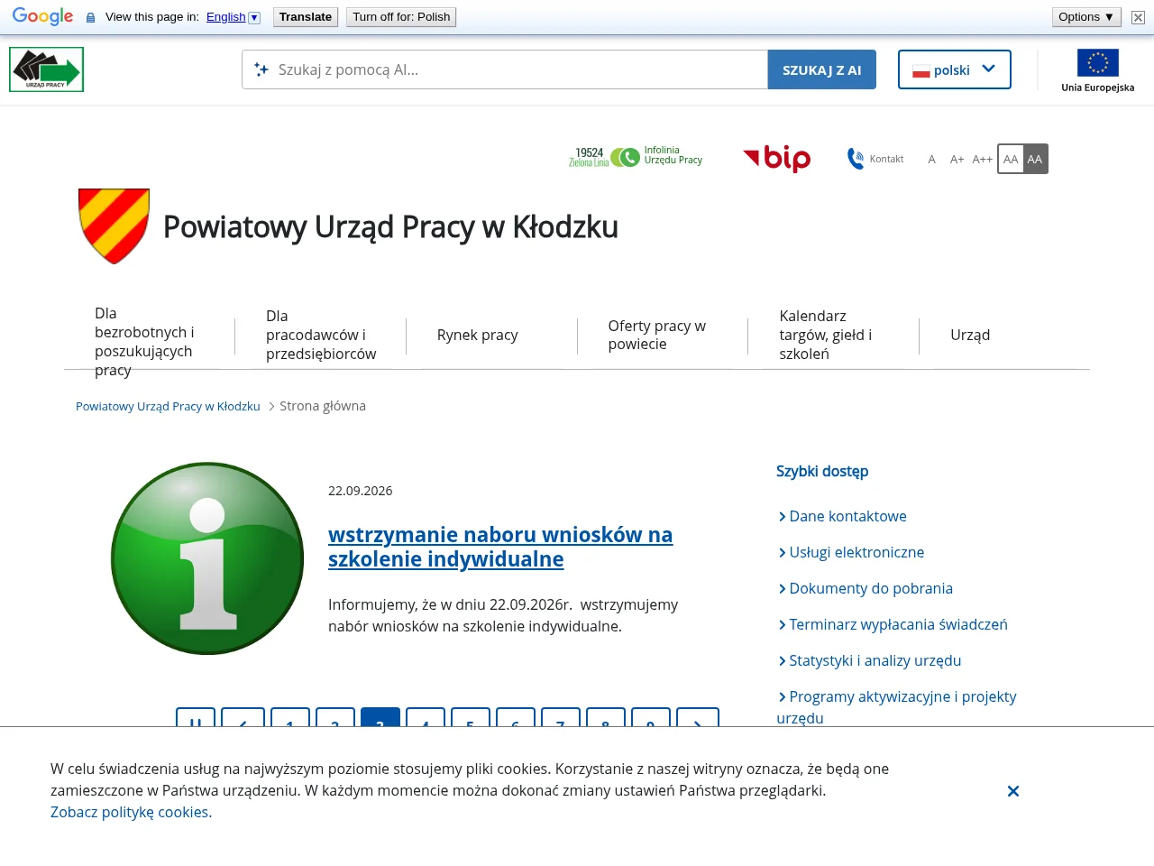 Powiatowy Urząd Pracy w Kłodzku screenshot Powiatowy Urząd Pracy w Kłodzku job board platform screenshot showing job search interface