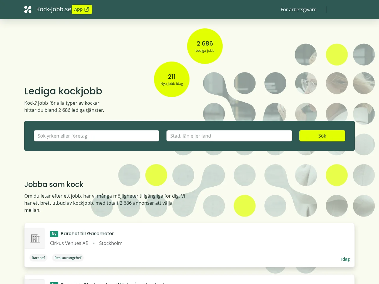 kock-jobb.se screenshot kock-jobb.se job board platform screenshot showing job search interface