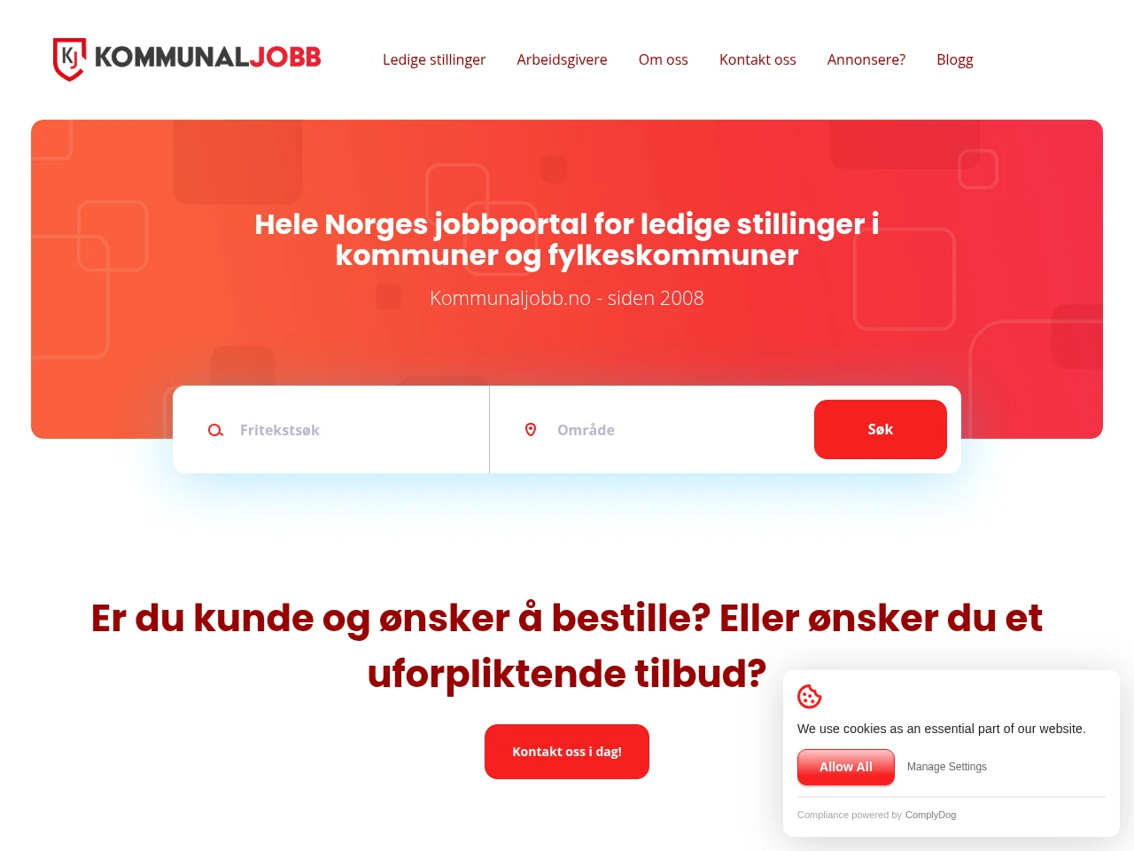 Kommunaljobb screenshot Kommunaljobb job board platform screenshot showing job search interface