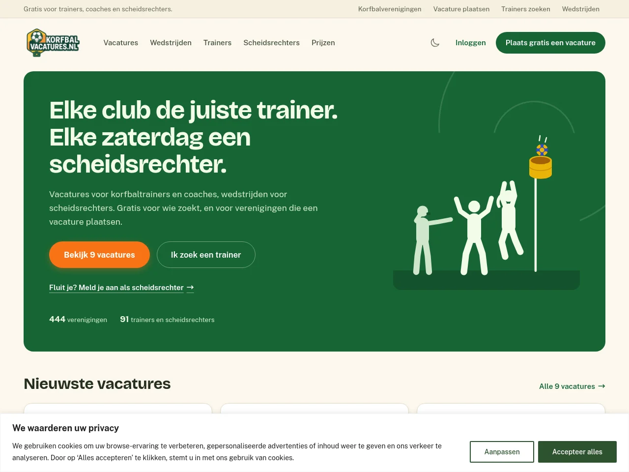 Korfbalvacatures.nl screenshot Korfbalvacatures.nl job board platform screenshot showing job search interface