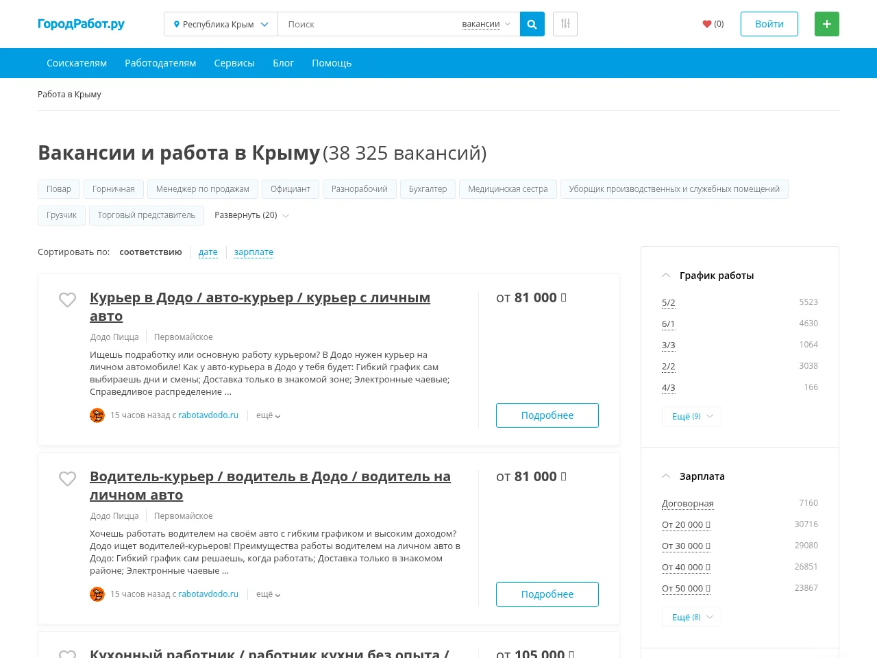 ГородРабот.ру screenshot ГородРабот.ру job board platform screenshot showing job search interface
