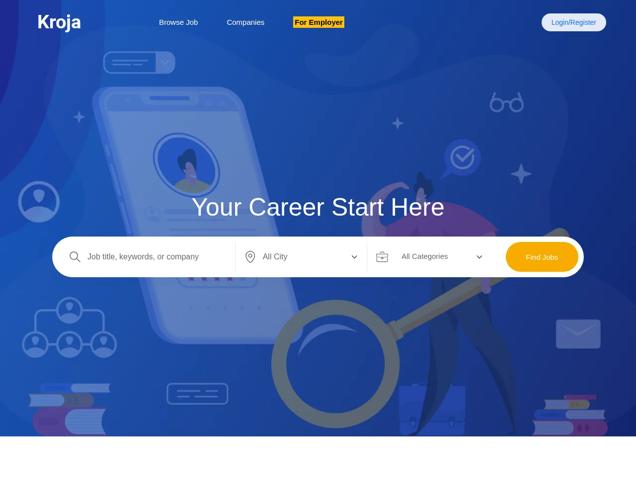Kroja screenshot Kroja job board platform screenshot showing job search interface