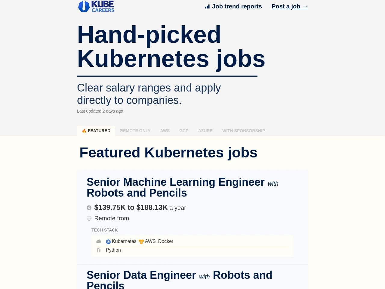 Kube Careers website screenshot