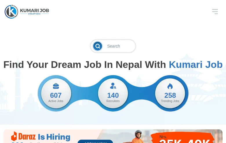 Kumari Job screenshot Kumari Job job board platform screenshot showing job search interface