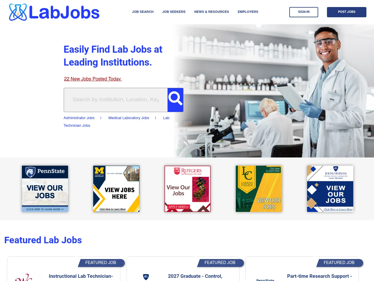 LabJobs screenshot LabJobs website screenshot