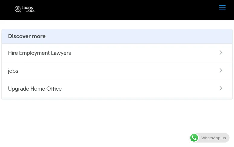 Lagos Jobs job board platform screenshot showing job search interface