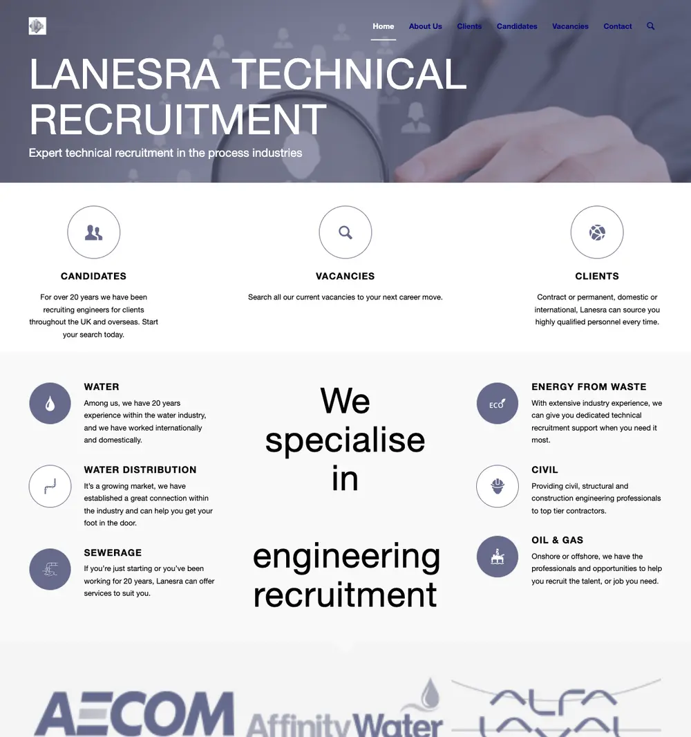 Lanesra Technical Recruitment job board platform screenshot showing job search interface