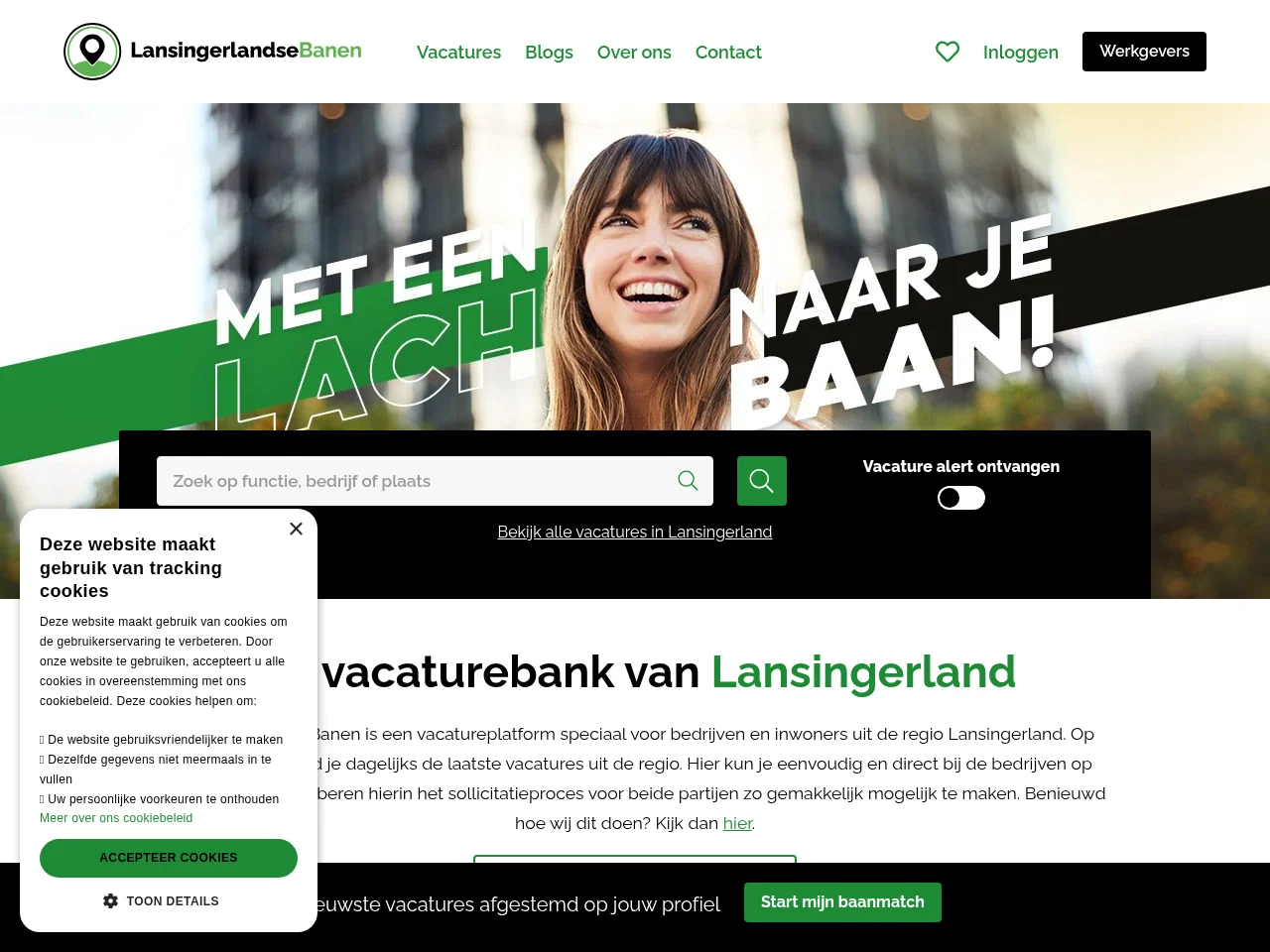 LansingerlandseBanen job board platform screenshot showing job search interface