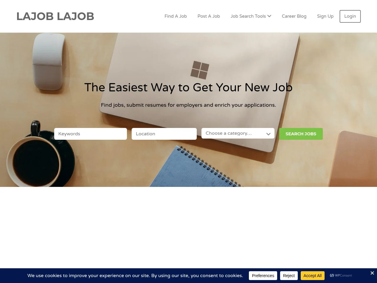 La-Job job board platform screenshot showing job search interface