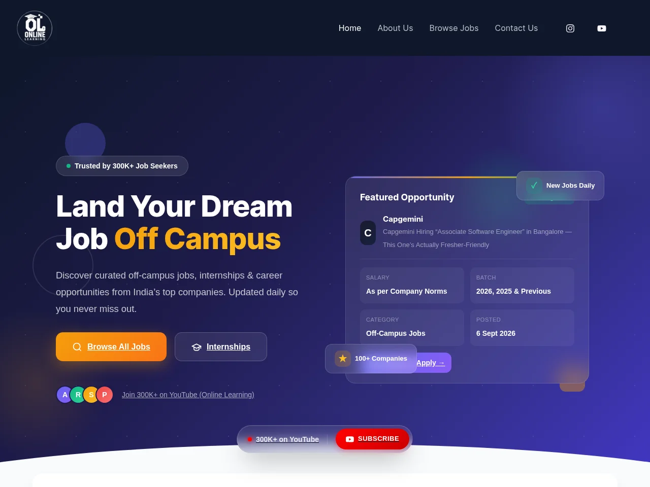 LatestOffCampusJobs screenshot LatestOffCampusJobs job board platform screenshot showing job search interface