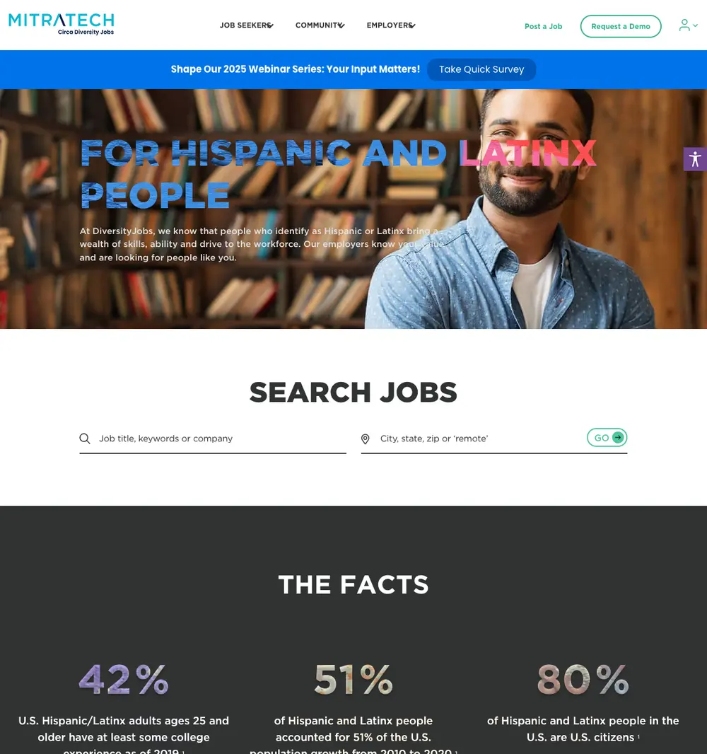 DiversityJobs job board platform screenshot showing job search interface