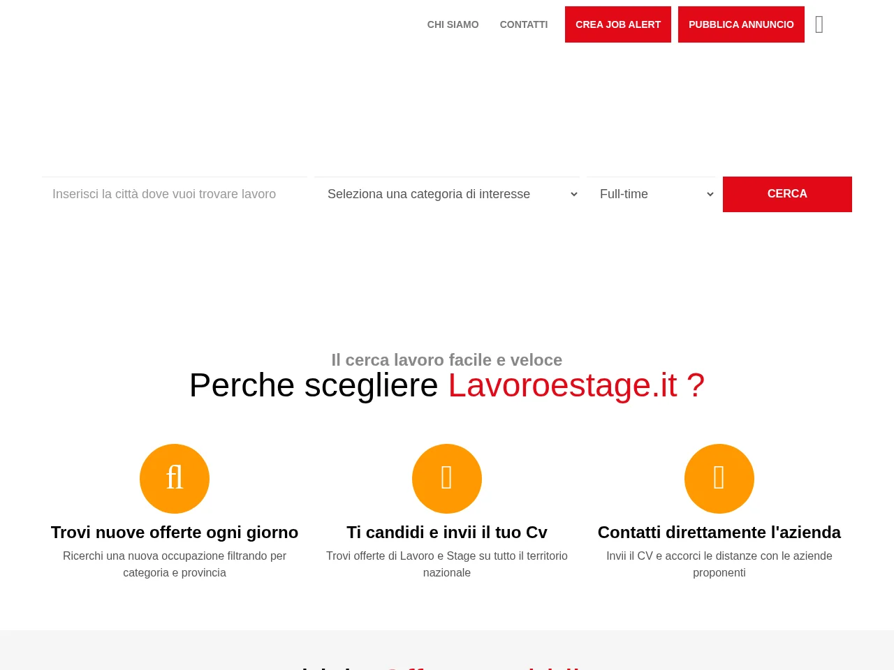 Lavoro e Stage screenshot Lavoro e Stage job board platform screenshot showing job search interface