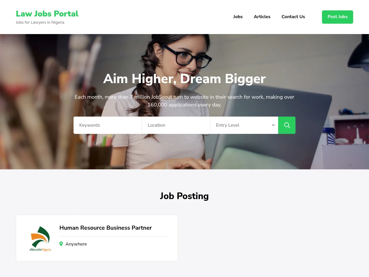 Law Jobs Portal screenshot Law Jobs Portal job board platform screenshot showing job search interface
