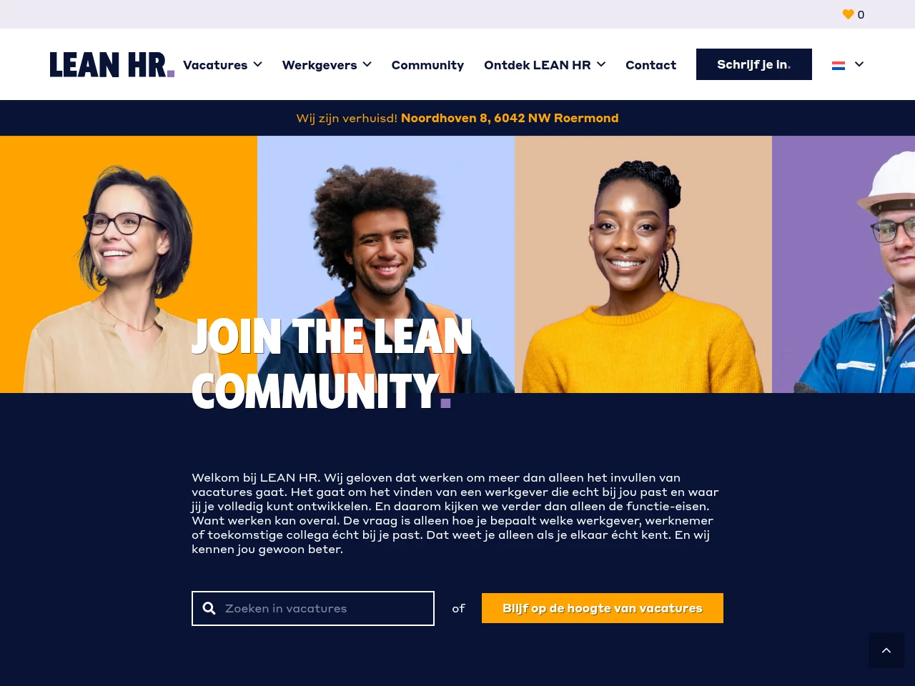 LEAN HR job board platform screenshot showing job search interface