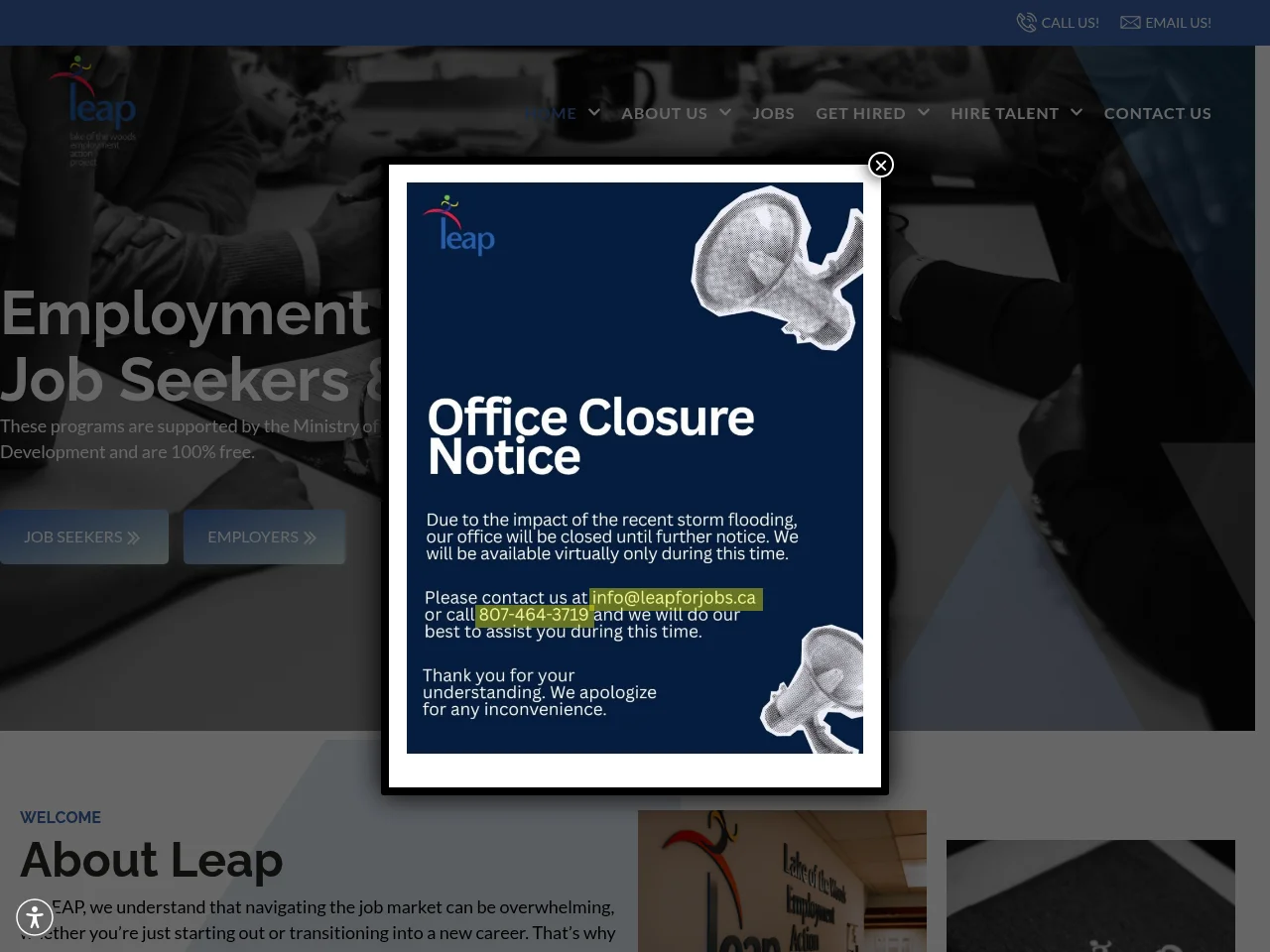 Lake Of The Woods Employment Action Project Inc. job board platform screenshot showing job search interface