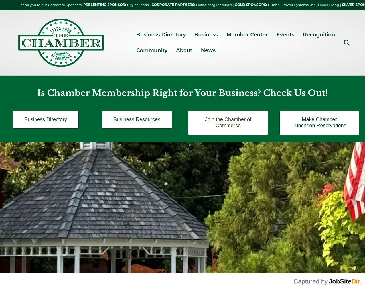 Leeds Area Chamber of Commerce website screenshot
