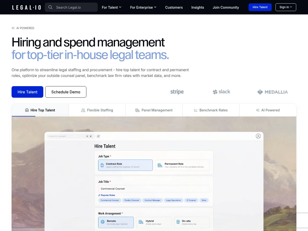 Legal.io job board platform screenshot showing job search interface