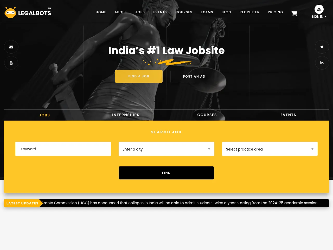 LegalBots.in screenshot LegalBots.in job board platform screenshot showing job search interface